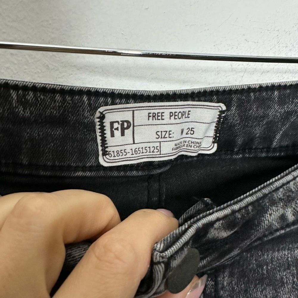 Free People Acid Wash Black Flare Jeans - Picture 4 of 8